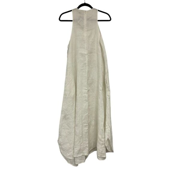 Massimo Dutti Womens Midi Dress XS White Linen Textured Embroidered 6652/652 NWT - Picture 3 of 14